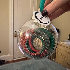 Festive Holiday Hair Ties Set - Red and Green